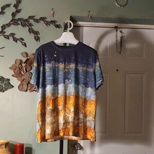 Abstract Blue and Orange Women's Top
